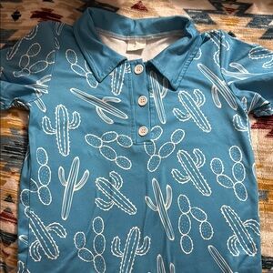Blue Cactus Print Kids Shirt